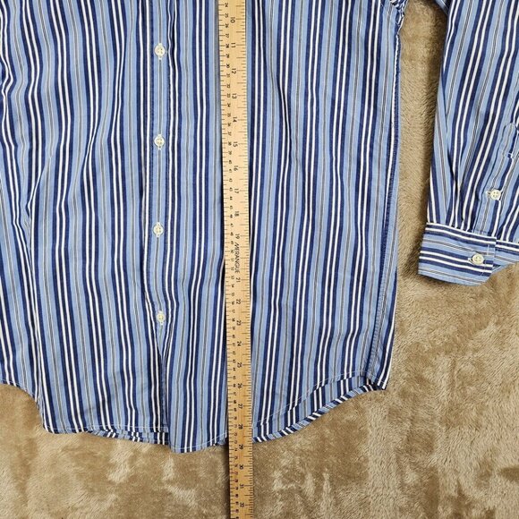 Ralph Lauren Navy Blue Button-Down Shirt Teen Size XL Striped Oxford Long Sleeve - Picture 7 of 10